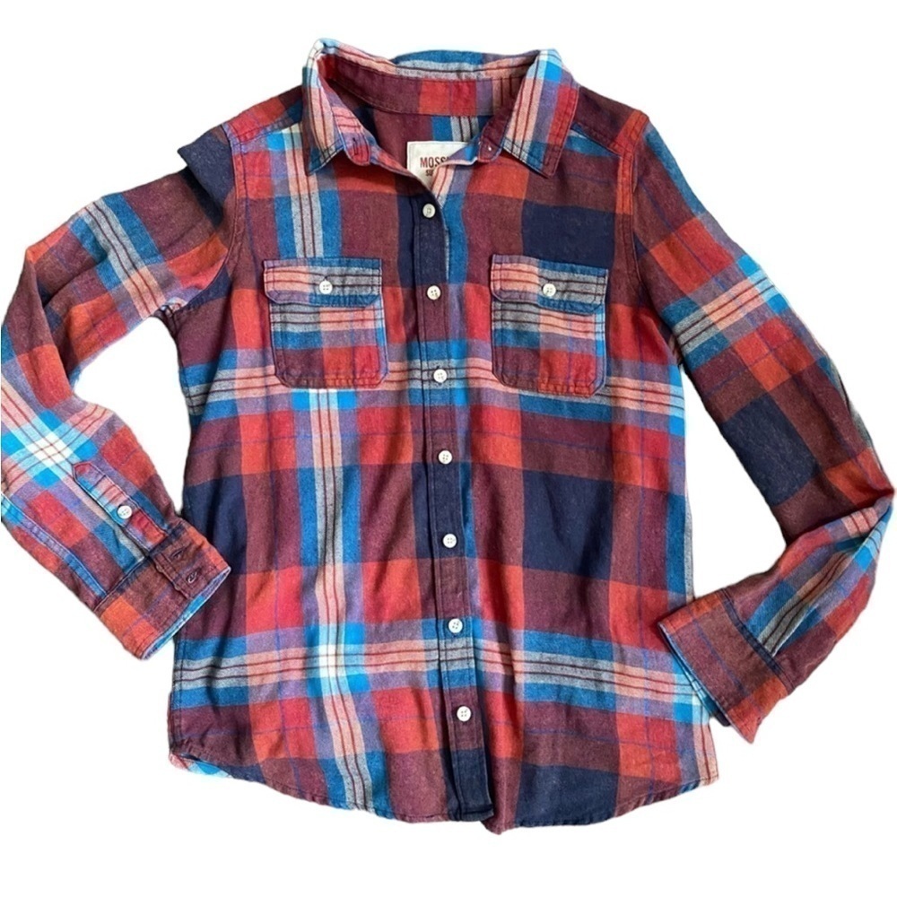 Mossimo red and blue plaid button down size medium